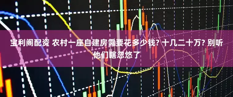 宝利阁配资 农村一座自建房需要花多少钱? 十几二十万? 别听他们瞎忽悠了